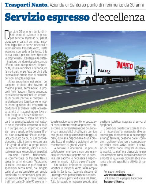 INSERTO DEDICATO LOGISTICA E TRASPORTI